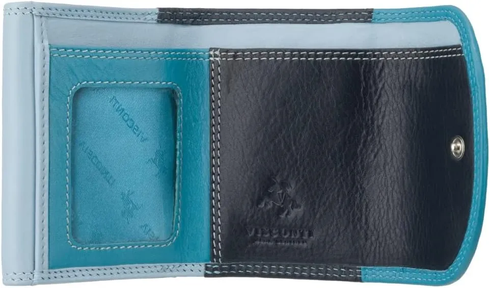 Rainbow Collection Small Leather Purse RFID and Tap and Go RB126 (Blue Multi)