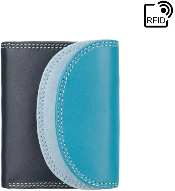 Rainbow Collection Small Leather Purse RFID and Tap and Go RB126 (Blue Multi)
