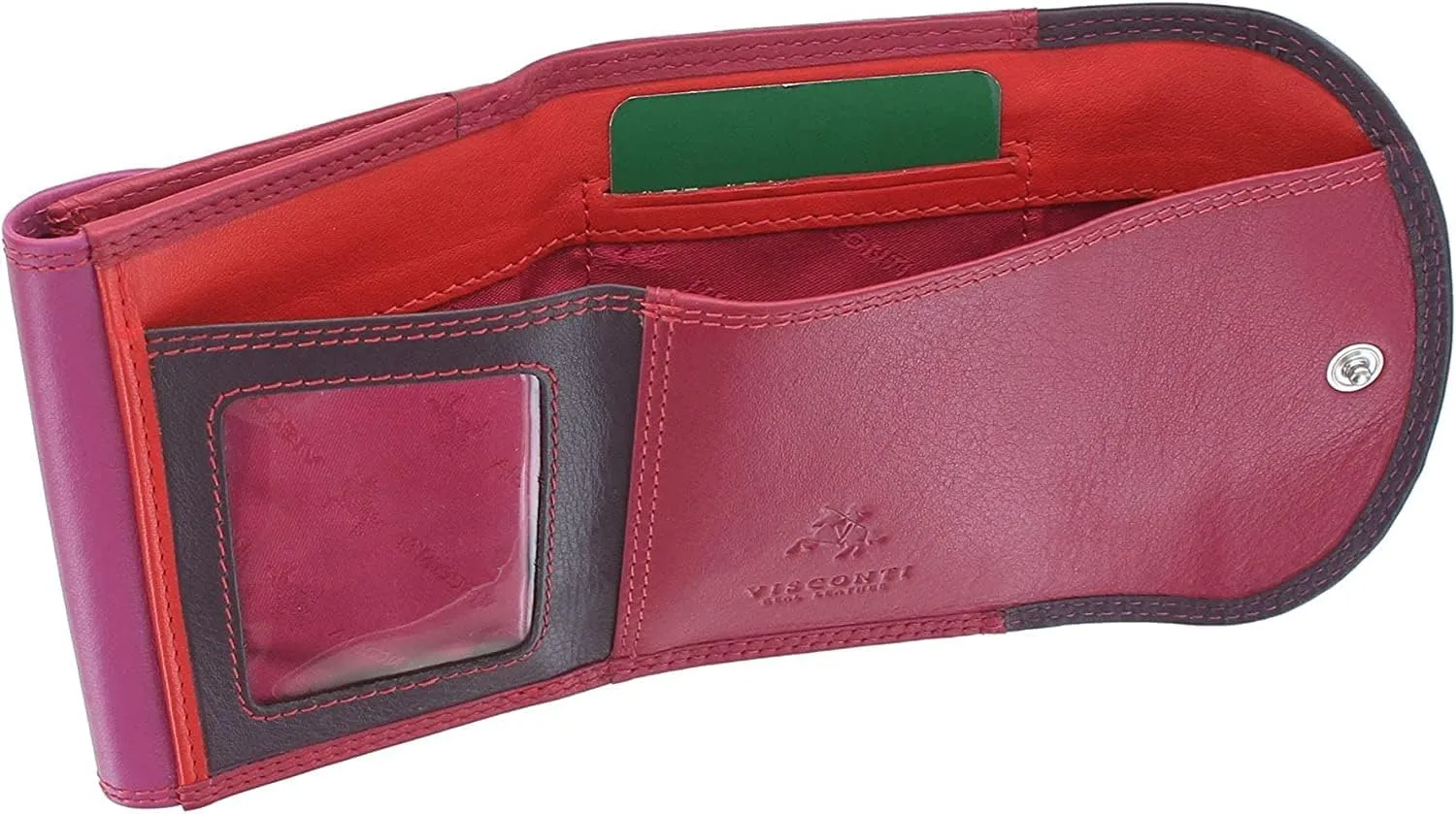 Rainbow Collection Small Leather Purse RFID and Tap and Go RB126 (Plum Multi)
