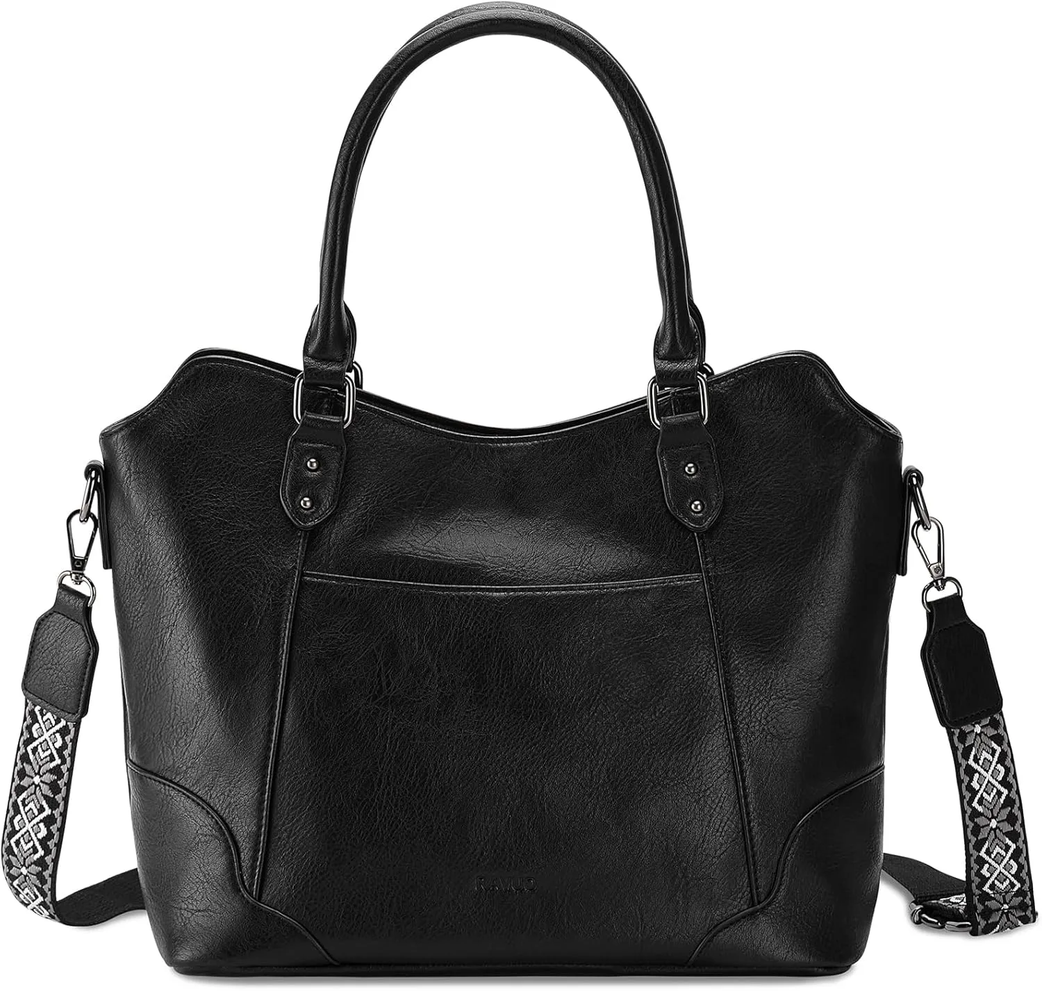 RAVUO Hobo Bag for Women, Vegan Leather Top Handle Handbag Shoulder Purse Chic Ladies Crossbody Bag W Guitar Strap