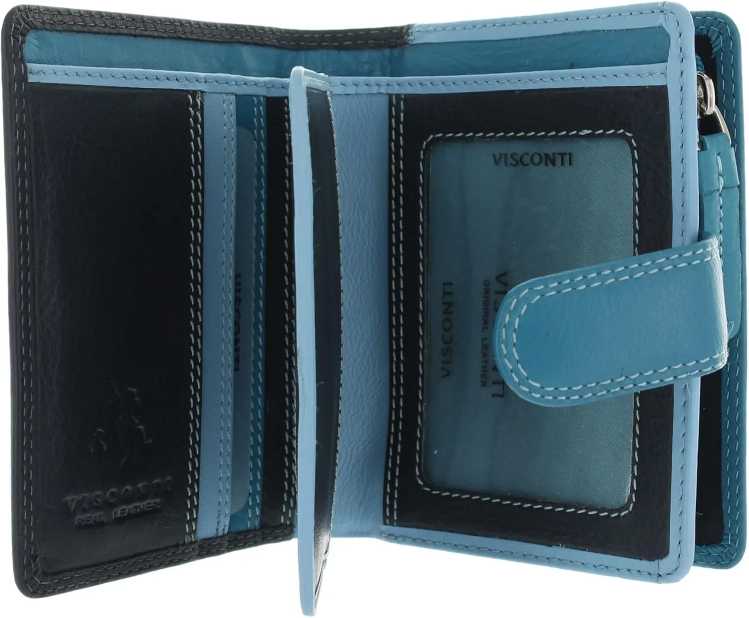 RB40 Multi Colored Navy/Prays/Sky Blue Small Soft Leather Ladies Wallet & Purse