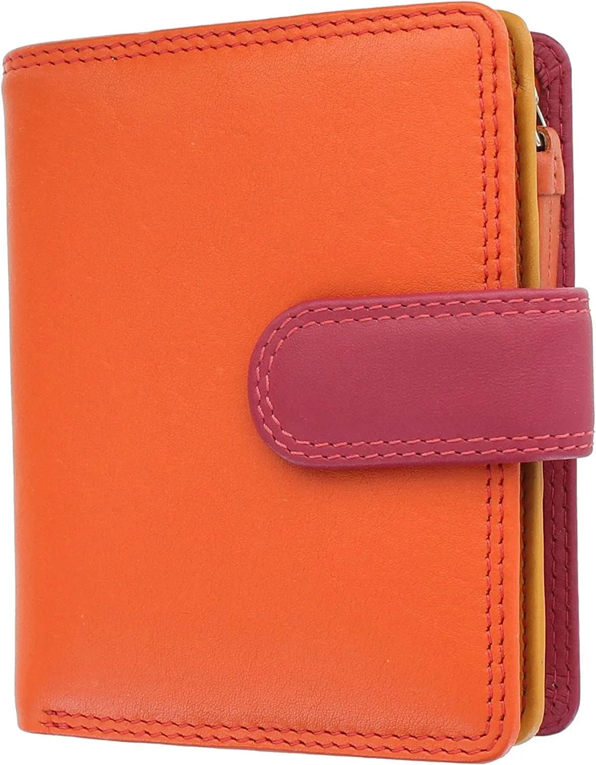 RB40 Multi Colored Small Soft Leather Ladies Wallet & Purse (Orange multi)