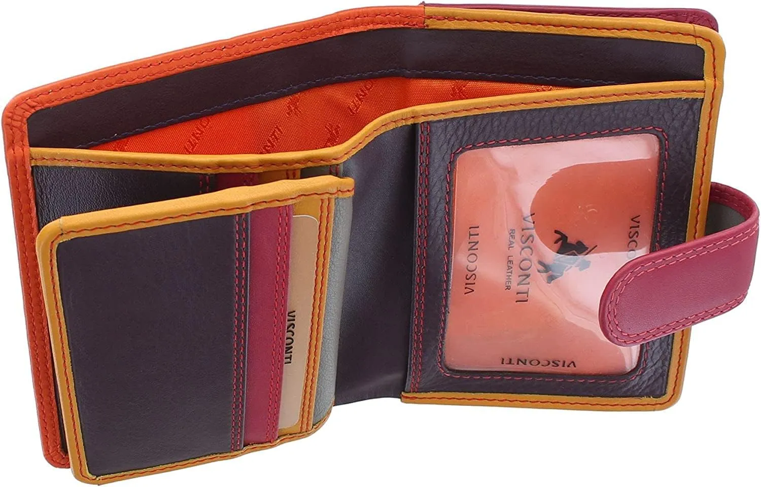 RB40 Multi Colored Small Soft Leather Ladies Wallet & Purse (Orange multi)
