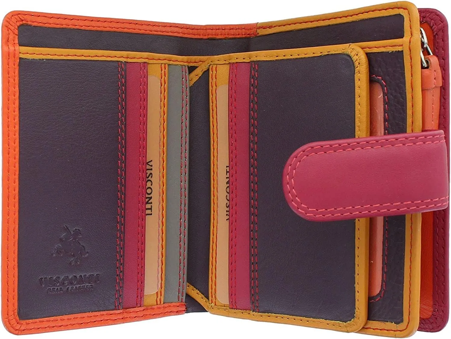 RB40 Multi Colored Small Soft Leather Ladies Wallet & Purse (Orange multi)