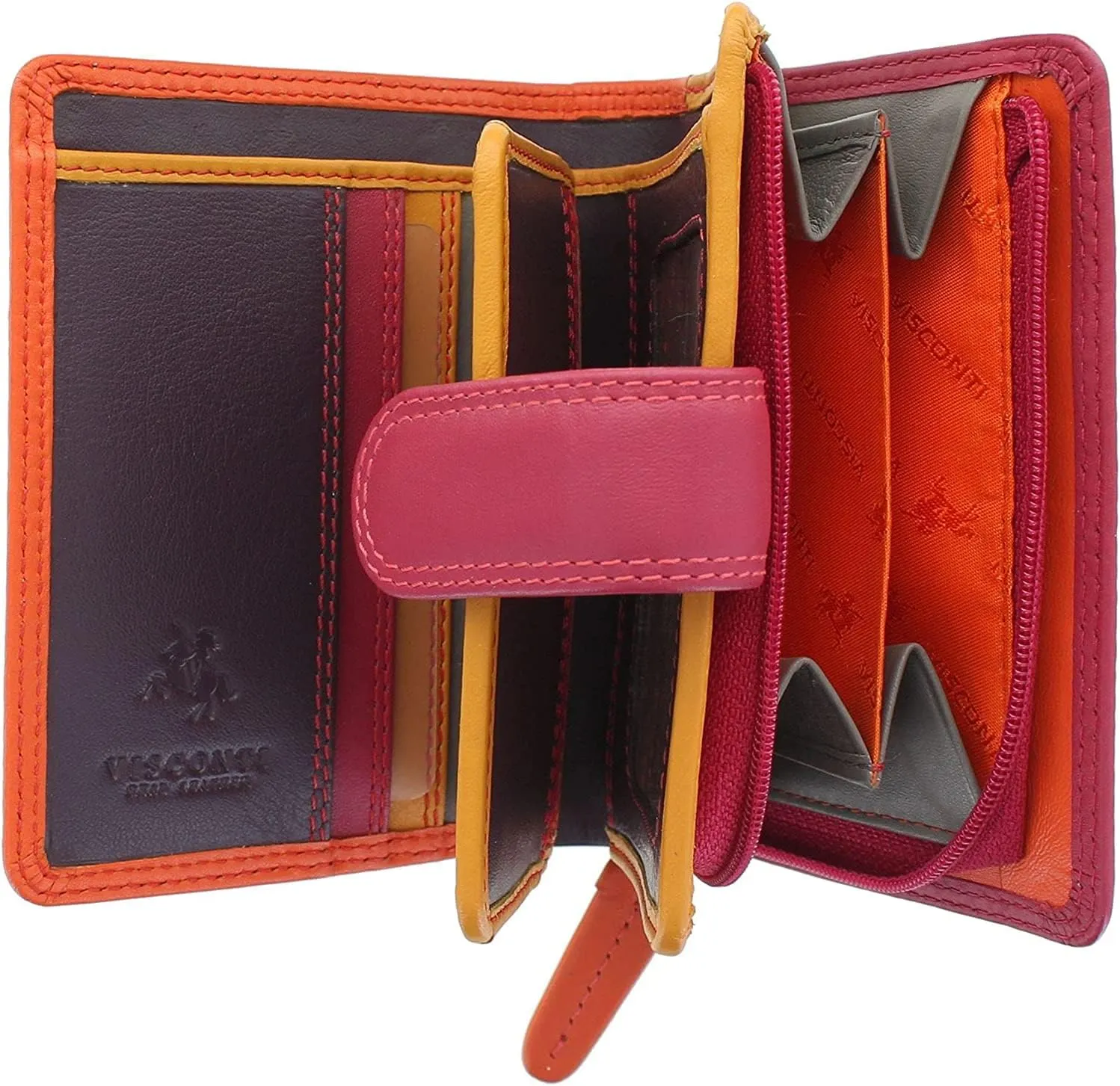 RB40 Multi Colored Small Soft Leather Ladies Wallet & Purse (Orange multi)