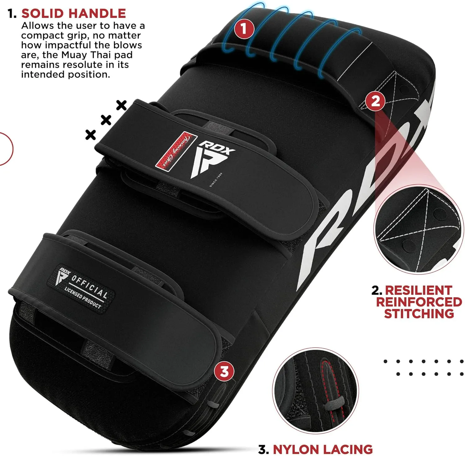 RDX Muay Thai Pad for Training, Curved Kickboxing Kicking Strike Shield, Coaching Kick Boxing, MMA, Martial Arts, Karate, Taekwondo, Punching, Foot, Knee and Elbow Target (One Pad Only)