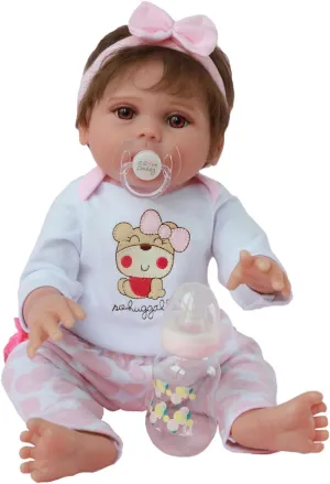 Realistic Reborn Baby Dolls - 18 Inch Silicone Baby Girl, Real Life Dolls with Full Body Vinyl, Newborn Lifelike Weighted Doll for Ages 3  Gift
