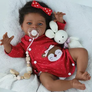 Reborn Baby Dolls Black Girl - 20 Inch African American Realistic Newborn Girl Doll, Lifelike Weighted Soft Body, Christmas Birthday Gift for Kids Age 3 