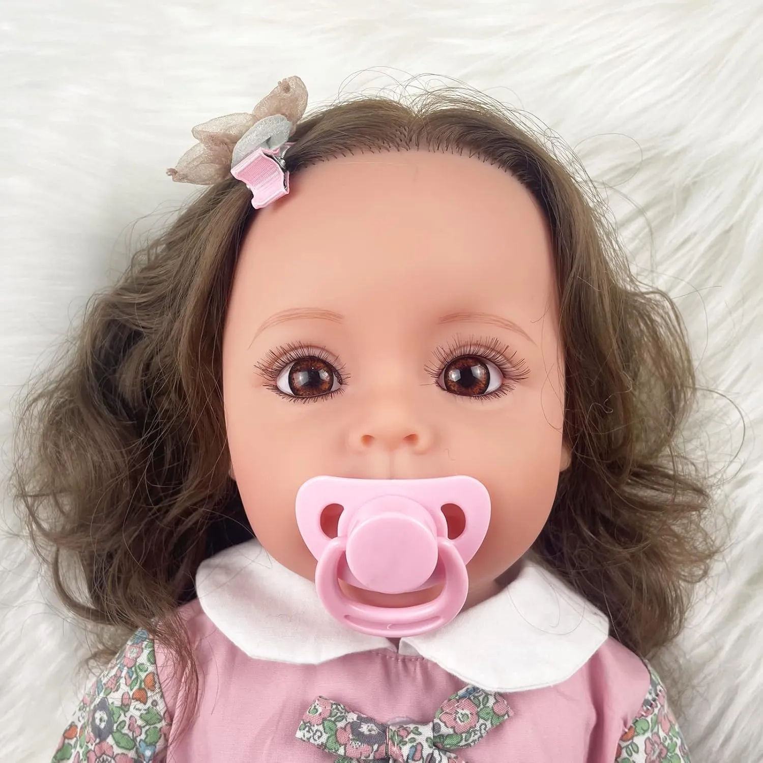 Reborn Baby Dolls Girl, 22" Beautiful Lifelike Doll Full Body Vinyl Silicone with Long Hair for Kids, Realistic Newborn Baby Doll with Feeding Toy for Birthday Christmas