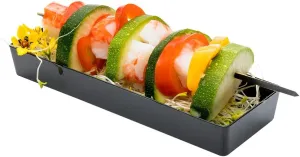 Restaurantware 5.2 x 1.8 Inch Mini Tasting Plates 100 Disposable Rectangle Plastic Plates - Durable Stylish Black Plastic Hors D'oeuvre Serving Plates For Desserts Or Appetizers At Parties