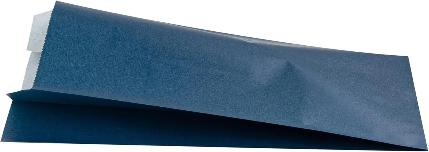 Restaurantware Bag Tek 4.9 x 3 x 8.7 Inch Paper Bags For Snacks 100 Durable French Fry Bags - Disposable Greaseproof Paper Midnight Blue Snack Bags For Popcorn Cookies Or Fries