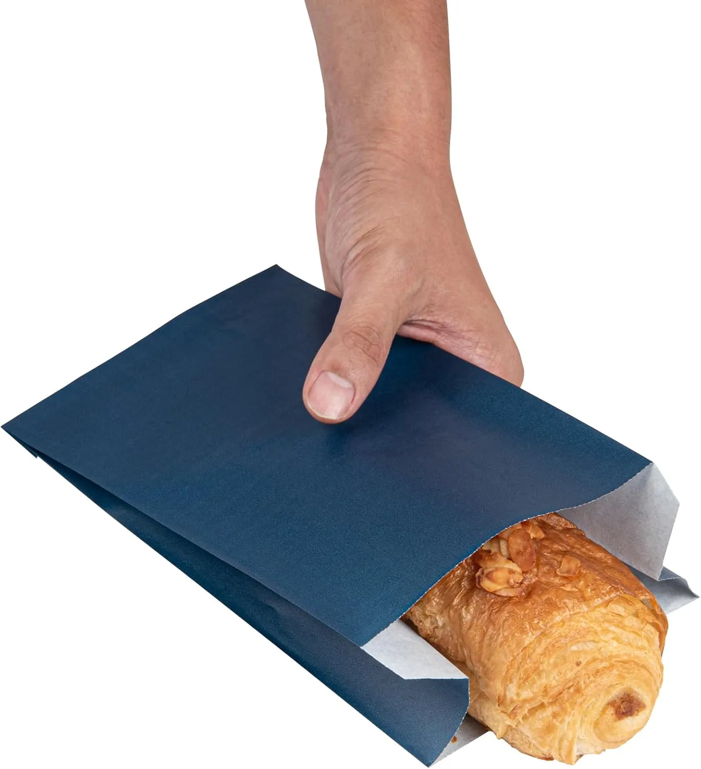 Restaurantware Bag Tek 4.9 x 3 x 8.7 Inch Paper Bags For Snacks 100 Durable French Fry Bags - Disposable Greaseproof Paper Midnight Blue Snack Bags For Popcorn Cookies Or Fries