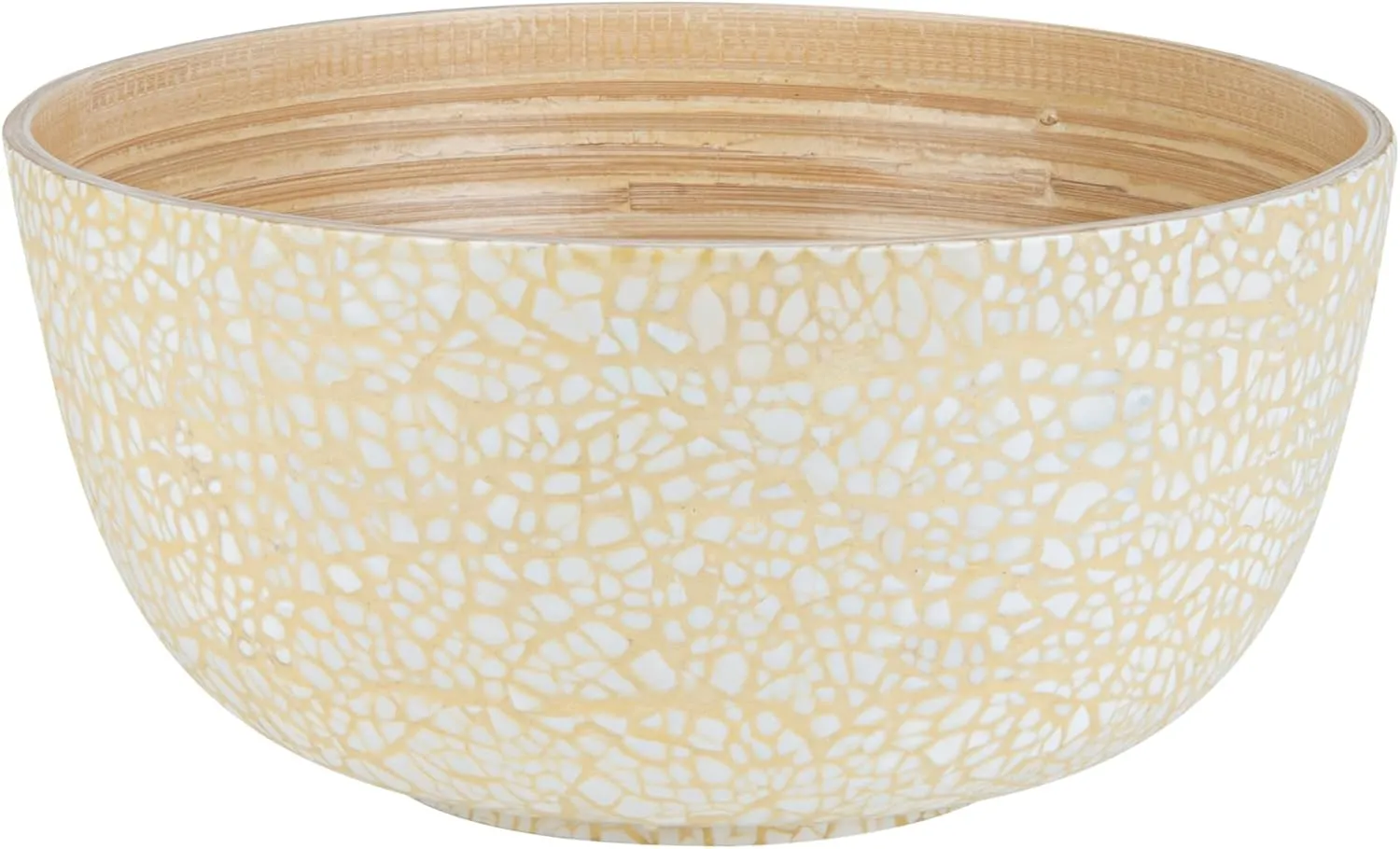Restaurantware-Bambuddha 30 Ounce Large Salad Bowl, 1 Heavy-duty Round Salad Bowl - Sustainable, Reusable, Beige Bamboo Serving Bowl, Eggshell Print, For Serving Salads, Fruits, And Appetizers