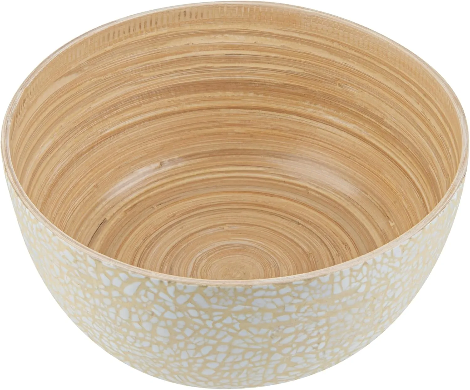 Restaurantware-Bambuddha 30 Ounce Large Salad Bowl, 1 Heavy-duty Round Salad Bowl - Sustainable, Reusable, Beige Bamboo Serving Bowl, Eggshell Print, For Serving Salads, Fruits, And Appetizers