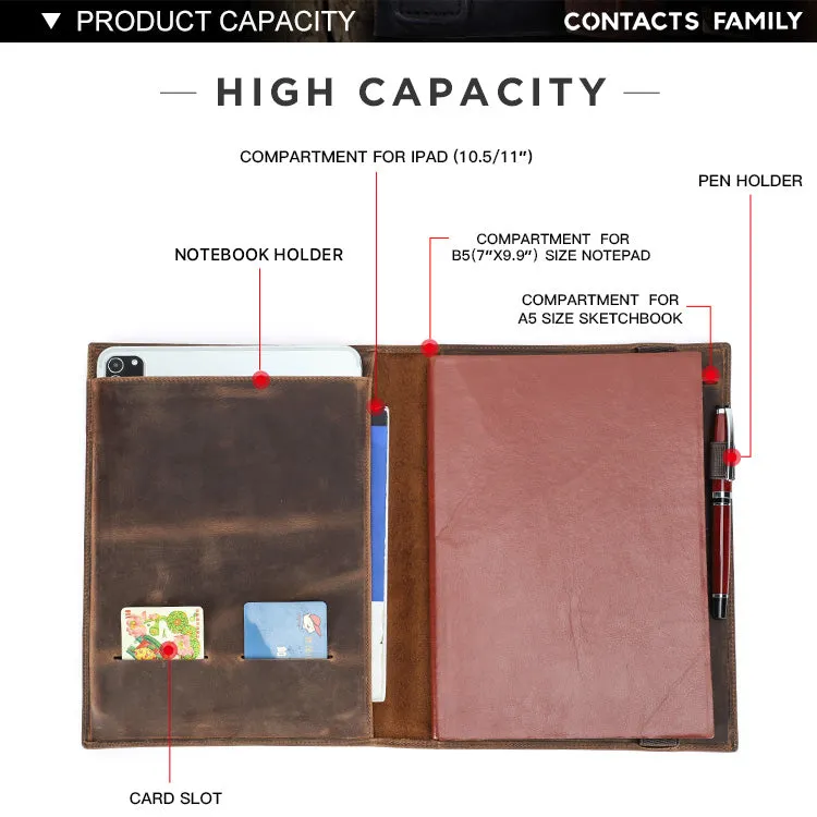 Retro Multi-Functional Premium Leather Portfolio for iPad and Notebook
