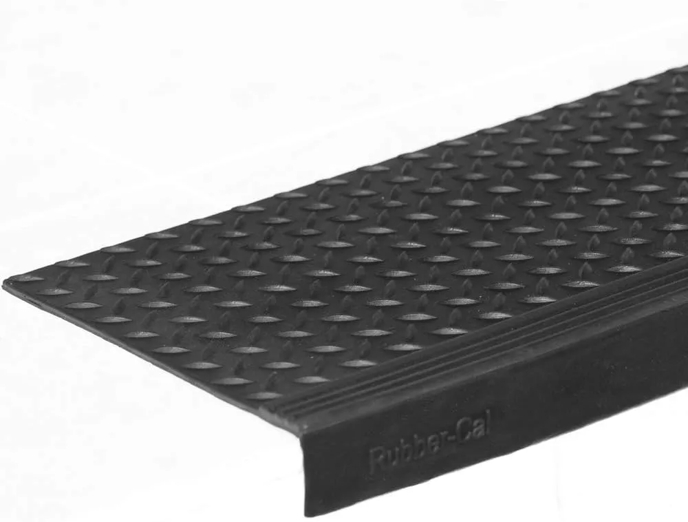 Rubber-Cal 10-104-014-6pk Diamond-Plate 10" x 36"-6 Pack Commercial Step Mats, Black