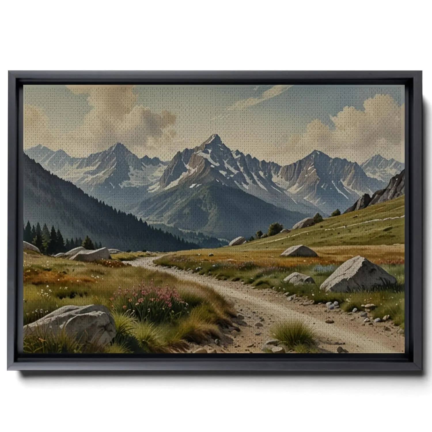 Rustic Mountain, Landscape Print, Mountain Art Print, Rustic Landscape Print, Mountain Canvas, Valley On The Snowy Slopes, Forest Prints, Canvas Prints, Art Prints, Wall Art Decor, Wall