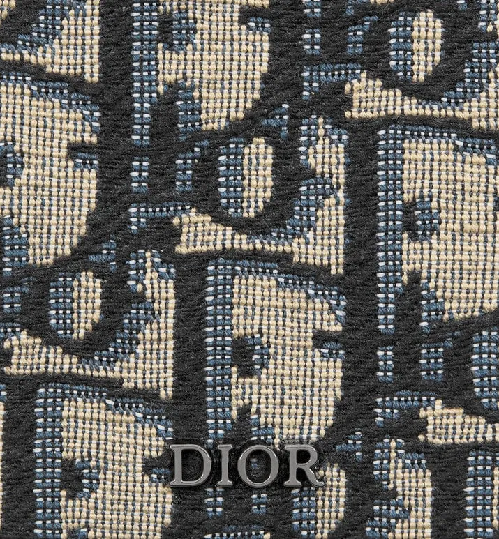 Saddle Magnetic Card Holder • Beige and Black Dior Oblique Jacquard and Black Grained Calfskin