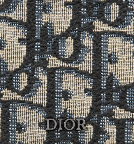 Saddle Magnetic Card Holder • Beige and Black Dior Oblique Jacquard and Black Grained Calfskin