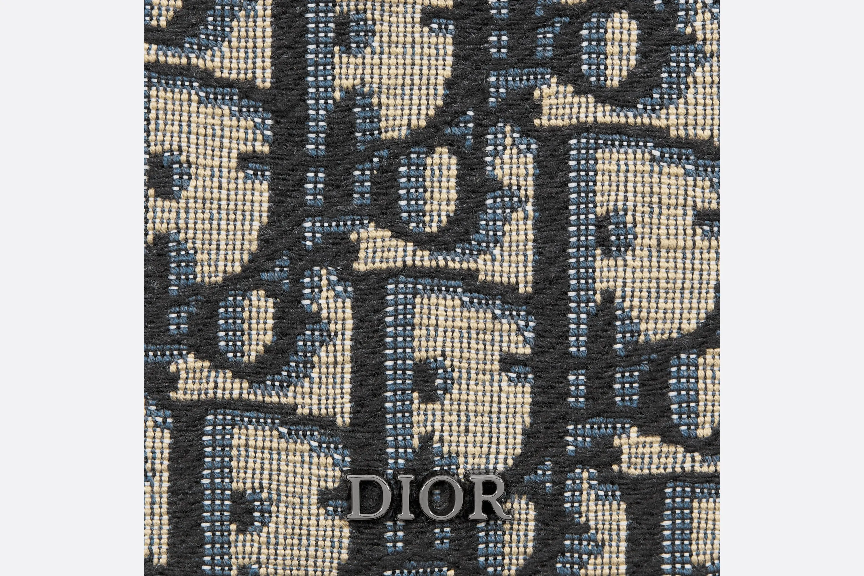 Saddle Magnetic Card Holder • Beige and Black Dior Oblique Jacquard and Black Grained Calfskin