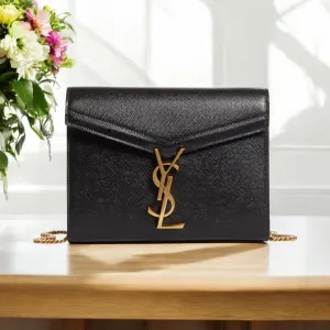 Saint Laurent Cassandre Leather Wallet on Chain