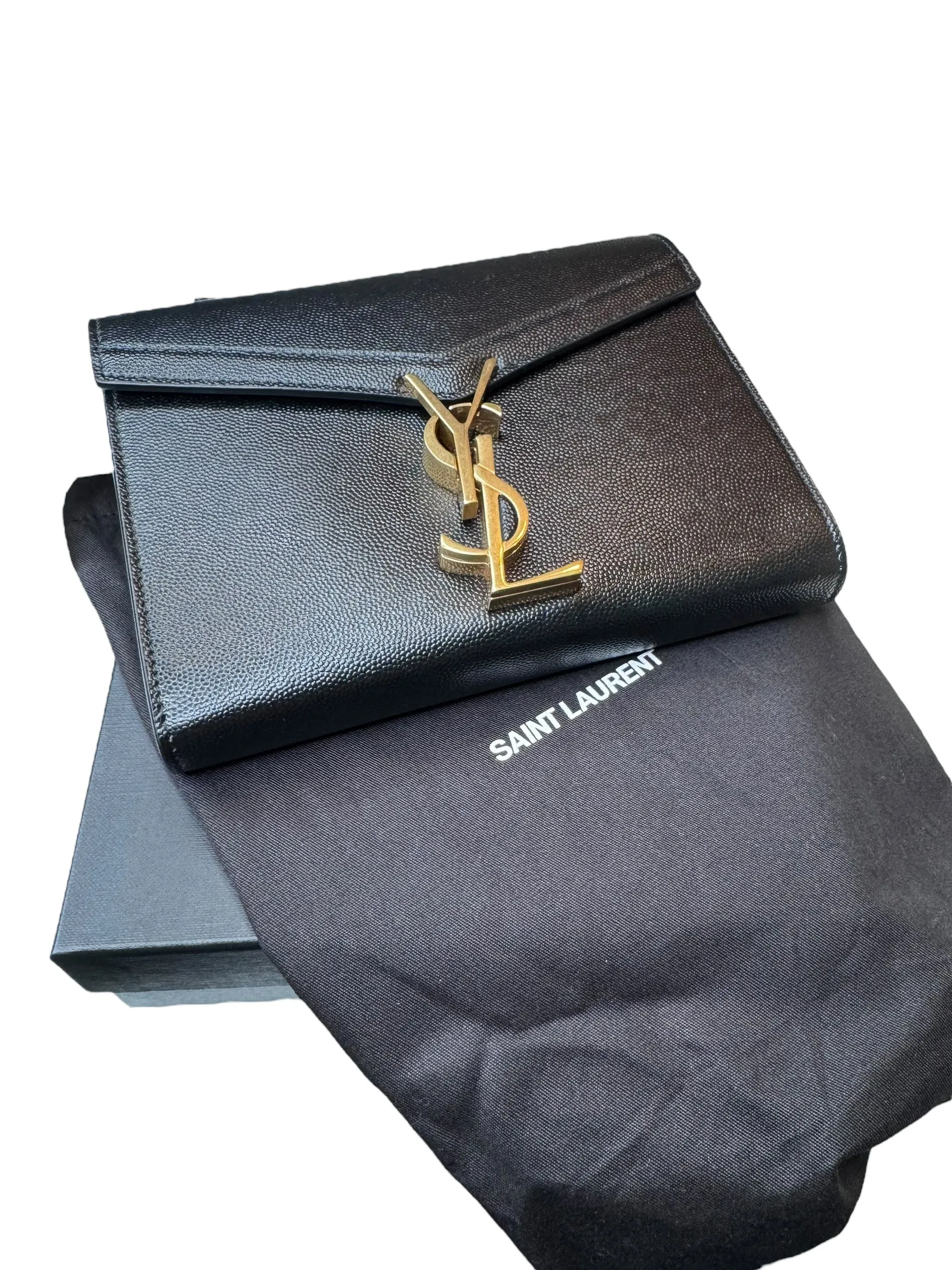Saint Laurent Cassandre Leather Wallet on Chain