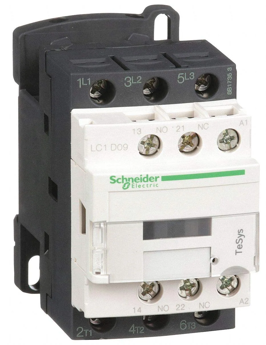 Schneider Electric LC1D09G7 Iec Magnetic Contactor, 120Vac, 9A, 1Nc/1No