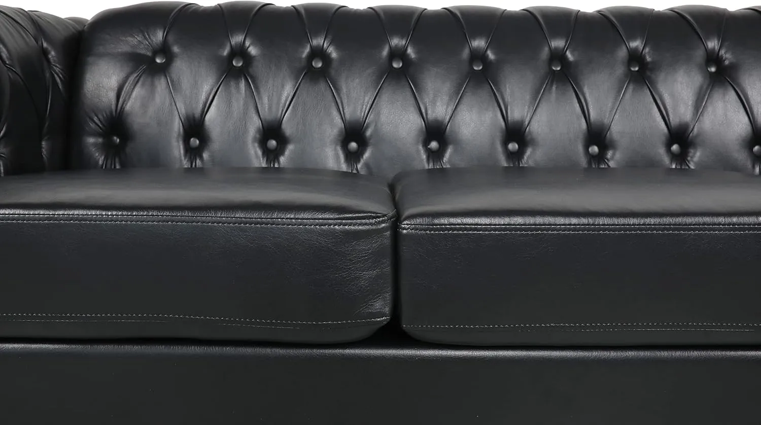 Sectional Modular Couches, PU Leather Modular Sofa Furniture Set Tufted Cushion Suitable for Small Space Configuration Sofa, Office Meeting Room Couch (PU Black, 1-2-3)