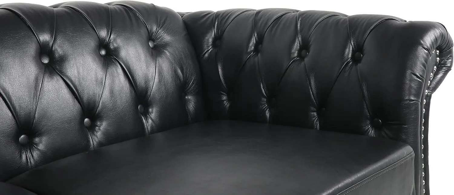 Sectional Modular Couches, PU Leather Modular Sofa Furniture Set Tufted Cushion Suitable for Small Space Configuration Sofa, Office Meeting Room Couch (PU Black, 1-2-3)