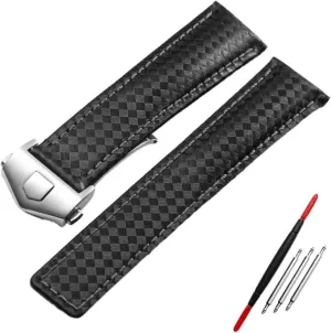 SERDAS Carbon fiber pattern Genuine Leather Strap 20mm 22m for tag he-uer F1 watchband wristwatches band leather watch bracelet