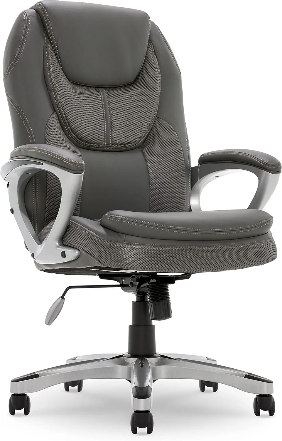 Serta Works Executive Office Chair, Faux Leather and Mesh, Seamless Light Gray