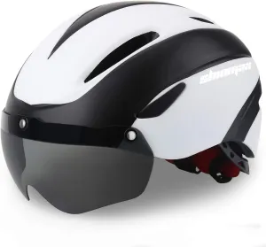 Shinmax Bike Helmet for Men Women, Bicycle Helmet with Detachable Magnetic Goggles Adjustable for Adult Road Biking Mountain Cycling Helmet (BC-001)