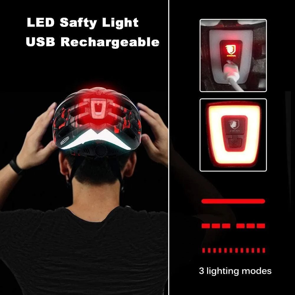 Shinmax Bike Helmet with USB Rechargeable Light & Detachable Magnetic Goggles UV Protective, Bicycle Helmet Men Women Mountain Road Adjustable Adult Cycling Helmet (WT-049)