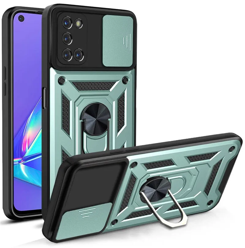 Shockproof Armor Magnetic Case For OPPO Phone With Ring Holder Kickstand And Camera Protection Cover