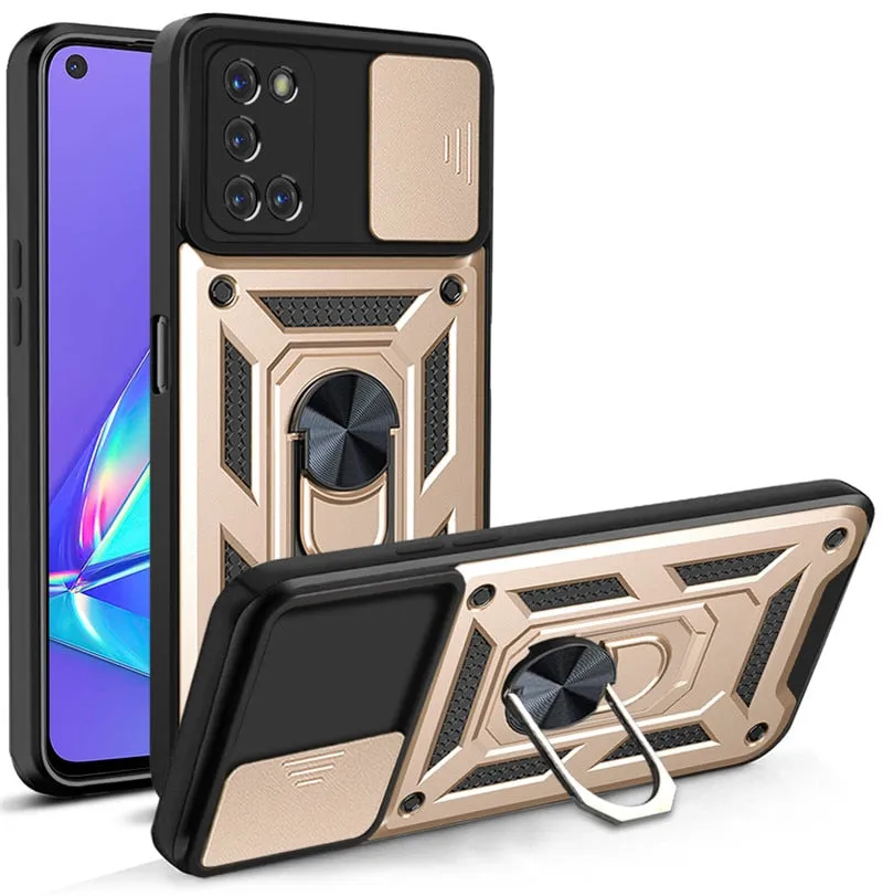Shockproof Armor Magnetic Case For OPPO Phone With Ring Holder Kickstand And Camera Protection Cover