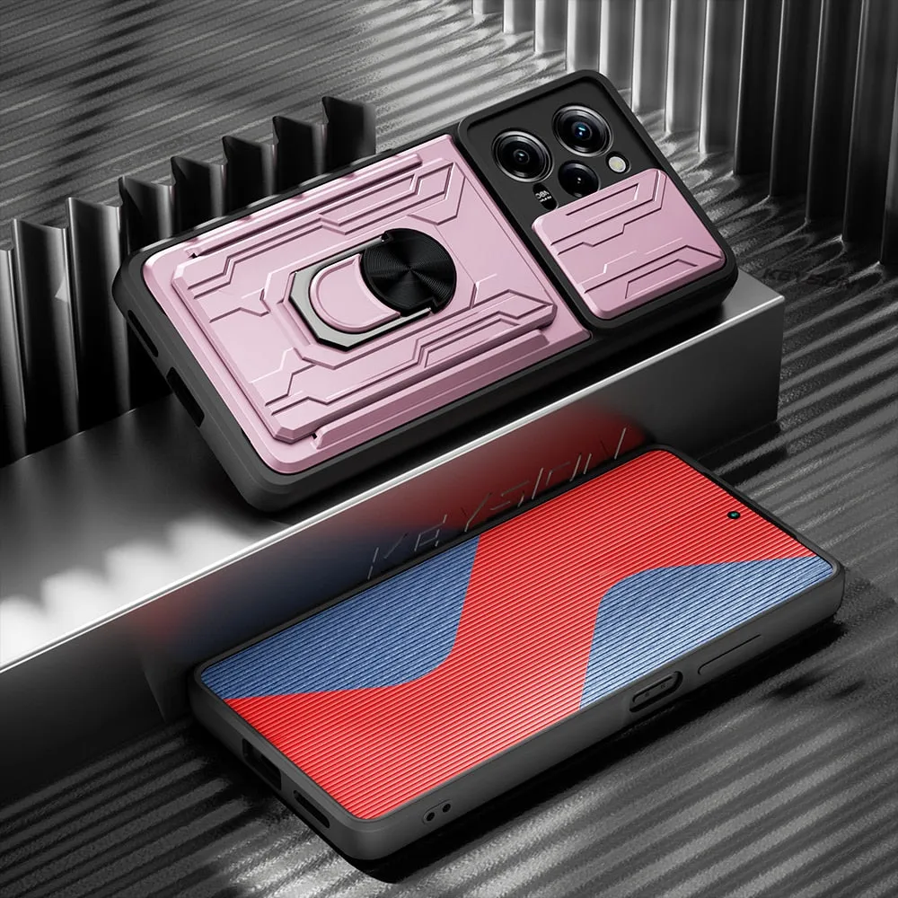 Shockproof Case For Poco Phone With Camera Protection Cover, Card Slot And Kickstand