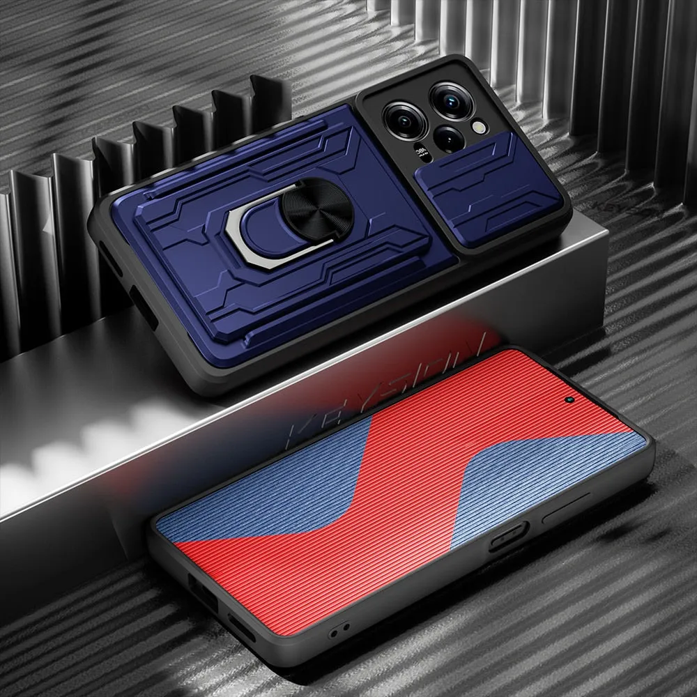 Shockproof Case For Poco Phone With Camera Protection Cover, Card Slot And Kickstand