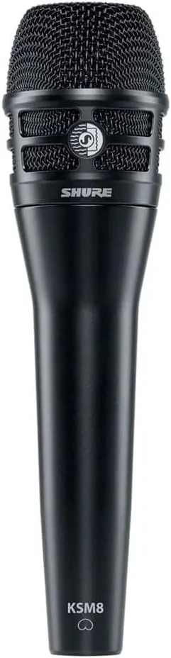 Shure KSM8 Dualdyne Vocal Microphone - Cardioid Dynamic Mic with 2 Ultra Thin Diaphragms and Reverse Airflow Technology for Unmatched Control of Proximity Effect, Presence Peaks, and Bleed - Black