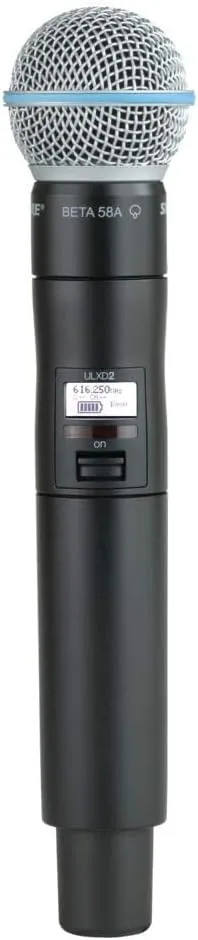 Shure ULXD2/B58 Handheld Transmitter with BETA 58A Vocal Mic Capsule - for use with ULX-D Digital Wireless Microphone Systems, Receiver Sold Separately | G50 Band (ULXD2/B58=-G50)
