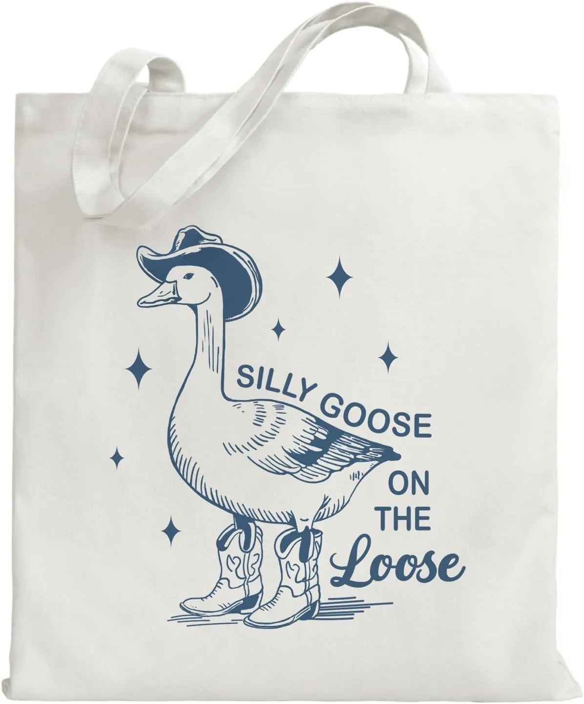 Silly Goose Canvas Tote Bag Gifts for Women Friends, Kawaii Cotton Shoulder Bag Gifts for Christmas Birthday Mother's Day, Silly Goose on the Loose