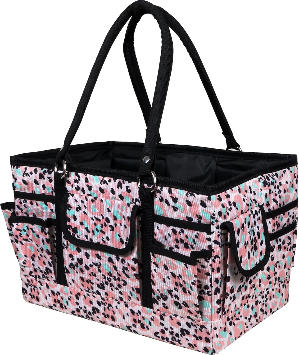 SINGER Collapsible Deluxe Store & Tote Caddy-Rose Leopard Print