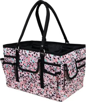 SINGER Collapsible Deluxe Store & Tote Caddy-Rose Leopard Print