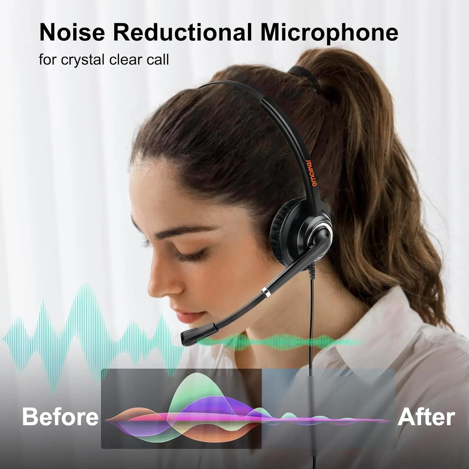 Single Ear Headphone USB-C, USB Type C Headset with Noise Canceling Microphone for PC, Laptop,Tablet,Mobile Phone,for Skype,Teams, Zoom, Webex, Ringcentral, Compatible with Samsung,Google Pixel,Sony