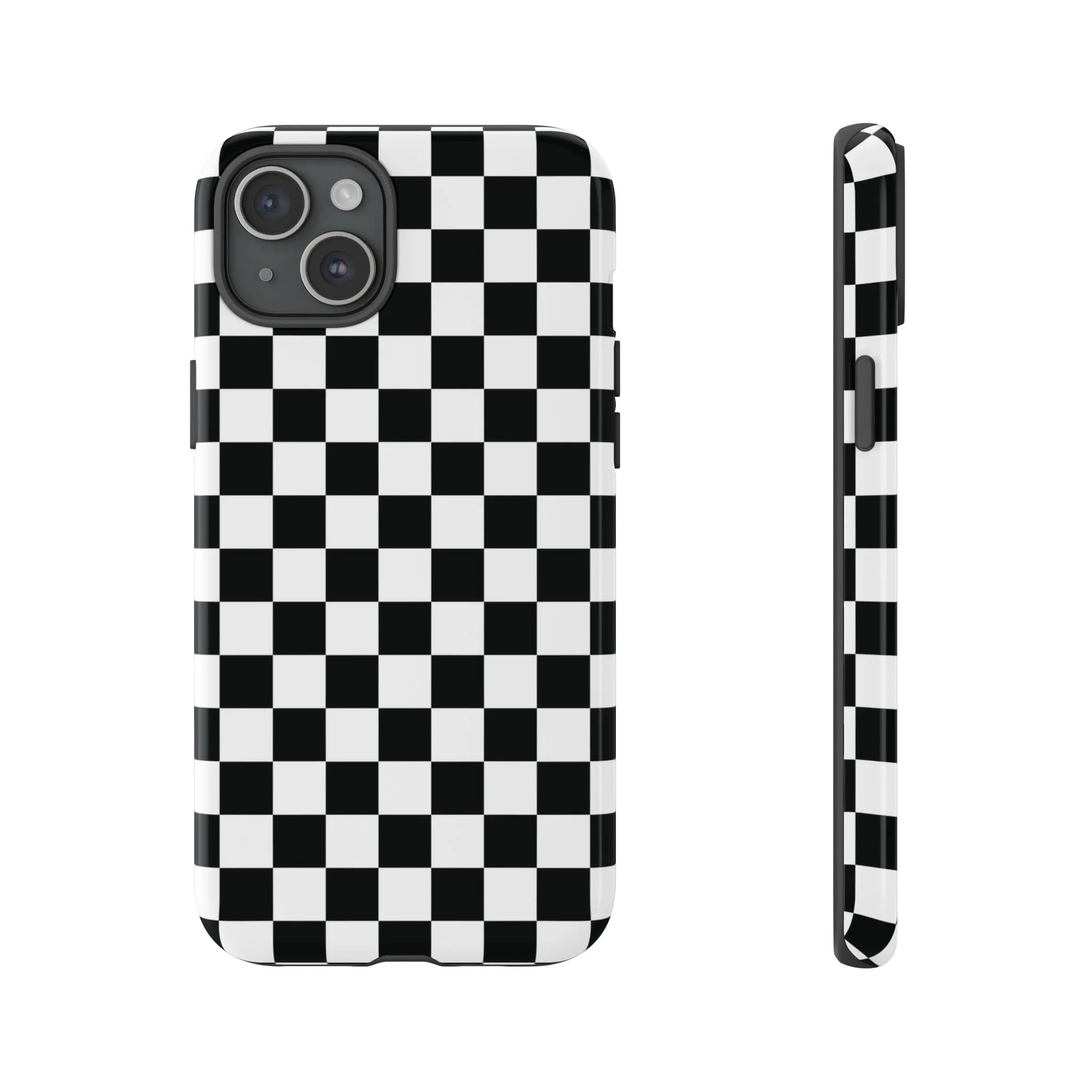 Skater Girl | Black & White Checkerboard iPhone Case
