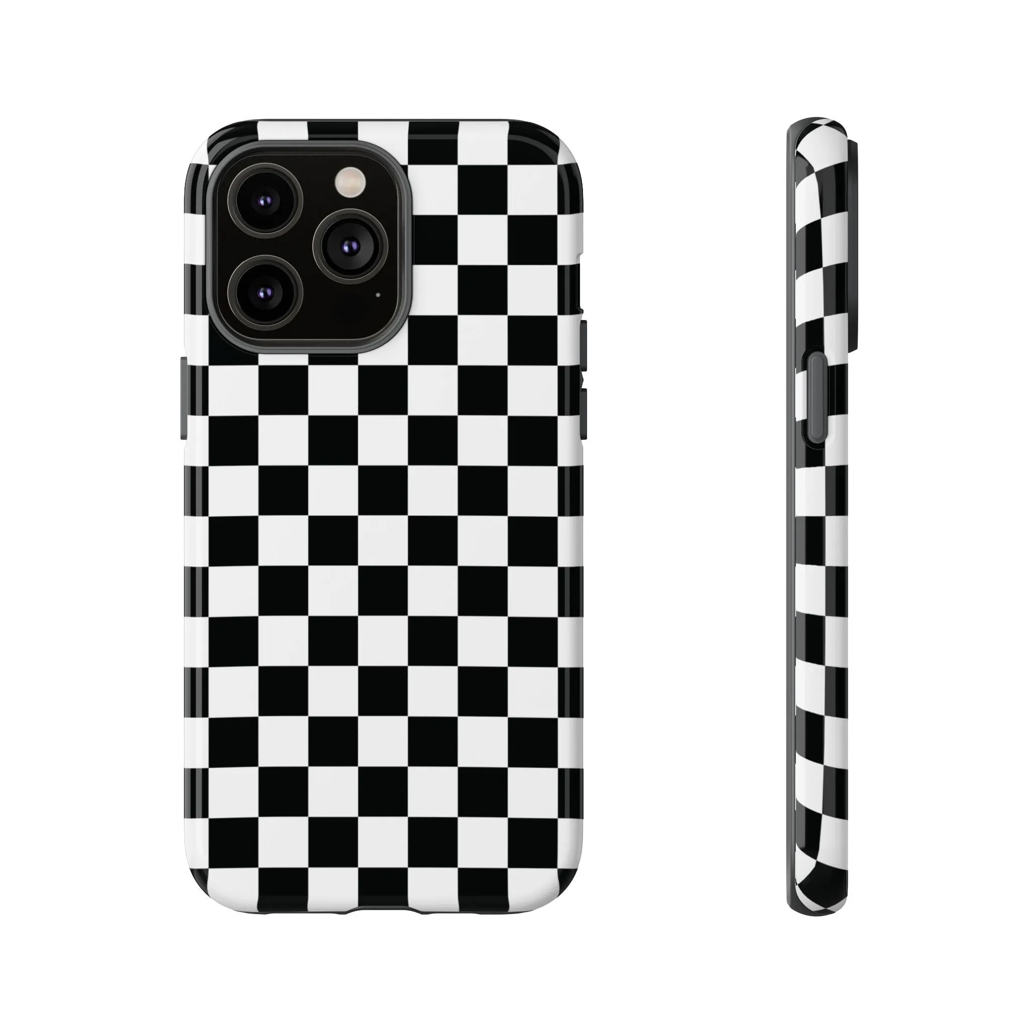 Skater Girl | Black & White Checkerboard iPhone Case