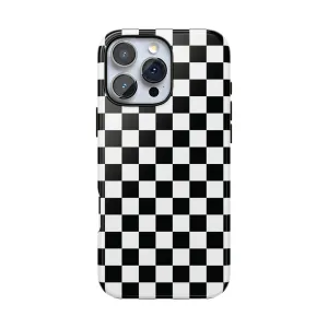 Skater Girl | Black & White Checkerboard iPhone Case