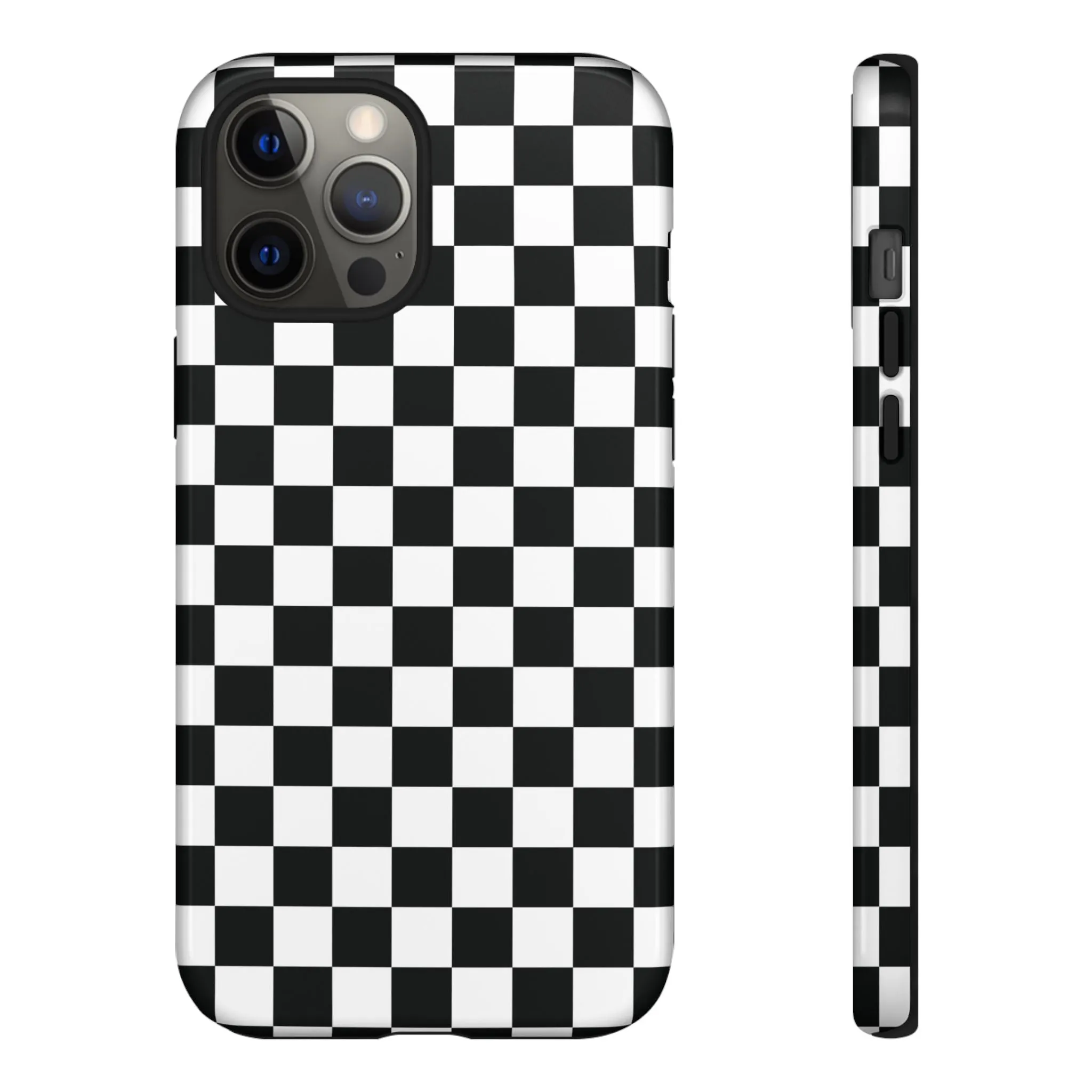 Skater Girl | Black & White Checkerboard iPhone Case