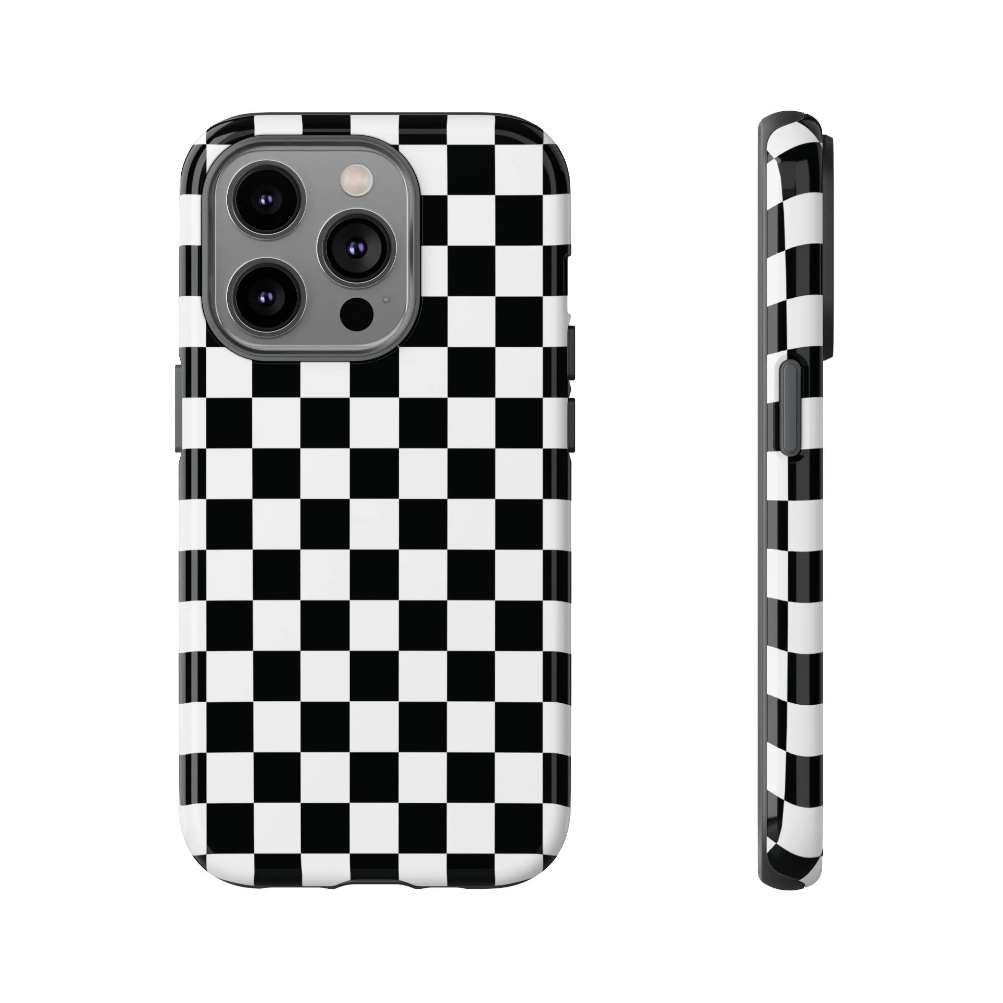 Skater Girl | Black & White Checkerboard iPhone Case