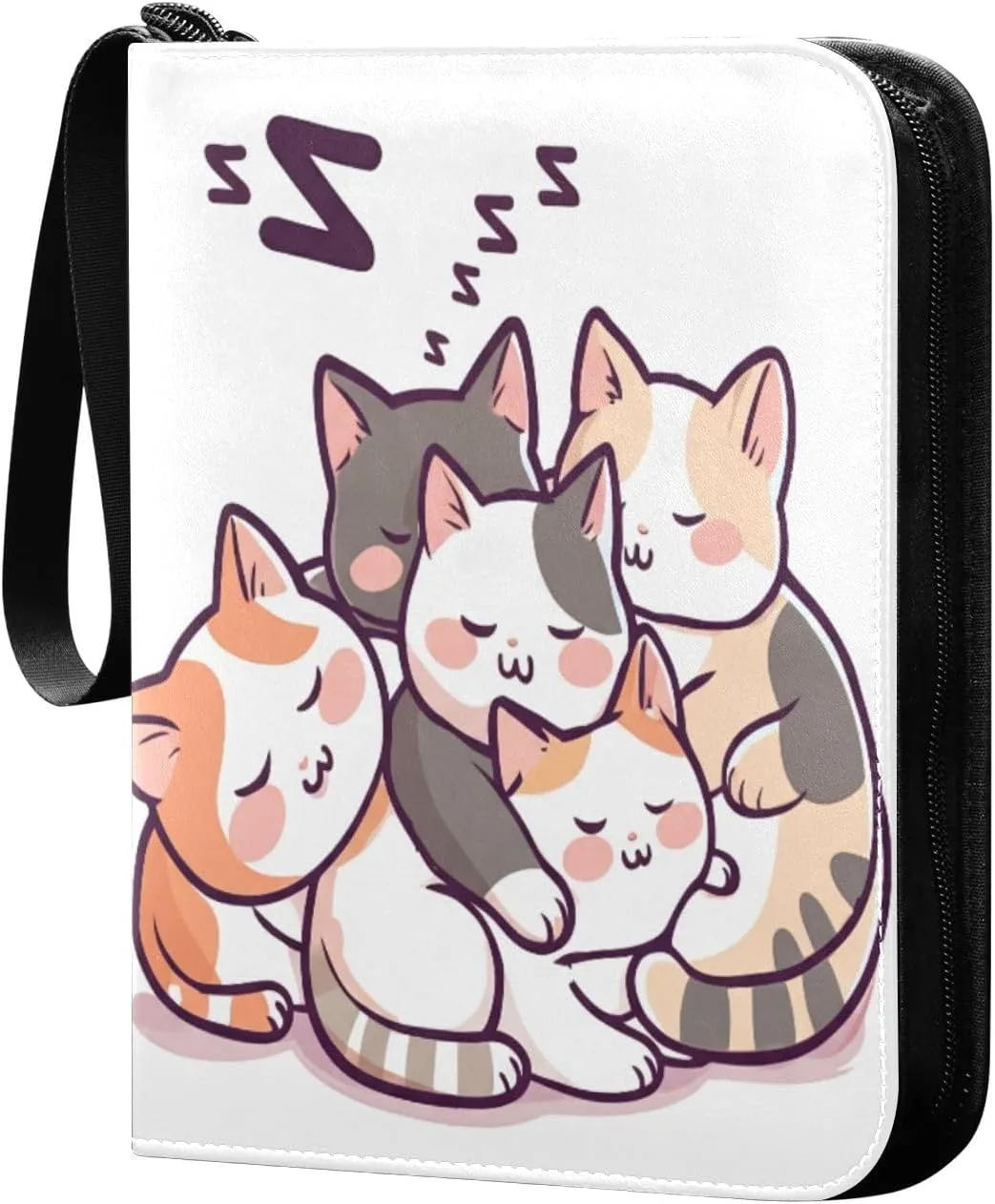 Sleepy Cats Card Binder 4 Pockets, 400 Pockets Trading Card Binder Removable Card Albums Card Holder for Games, Sports, Football, Baseball Cards