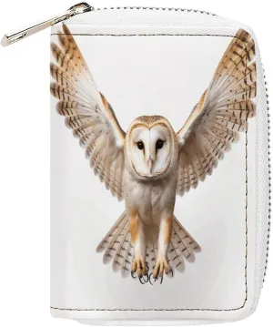Slim Credit Card Holder Minimalist A Barn Owl Printing Leather Card Bag Compact Card Organizer For Daily Use